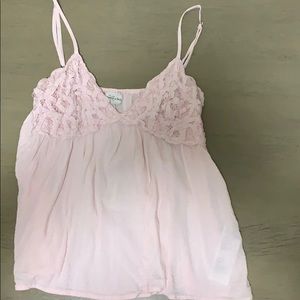 Pink tank with lace detail